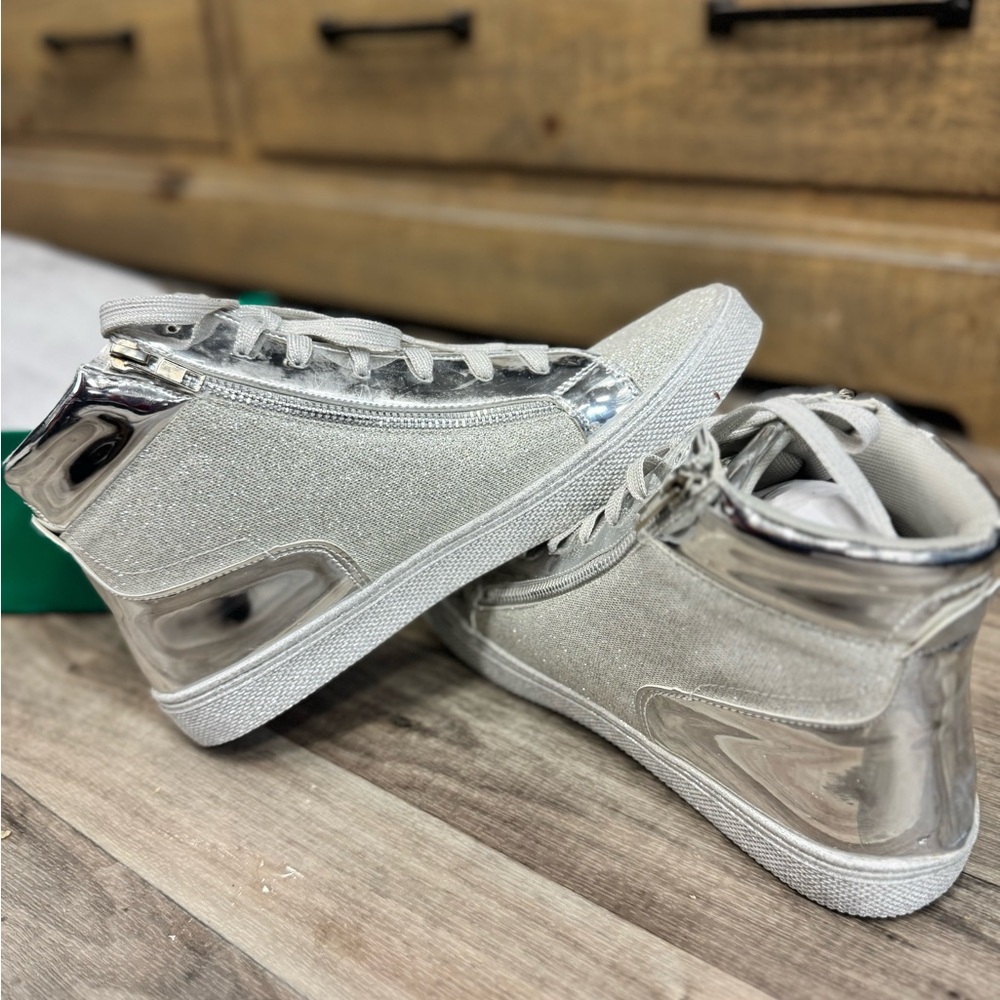 Lauren Lorraine Silver Glitter High-Top Sneakers